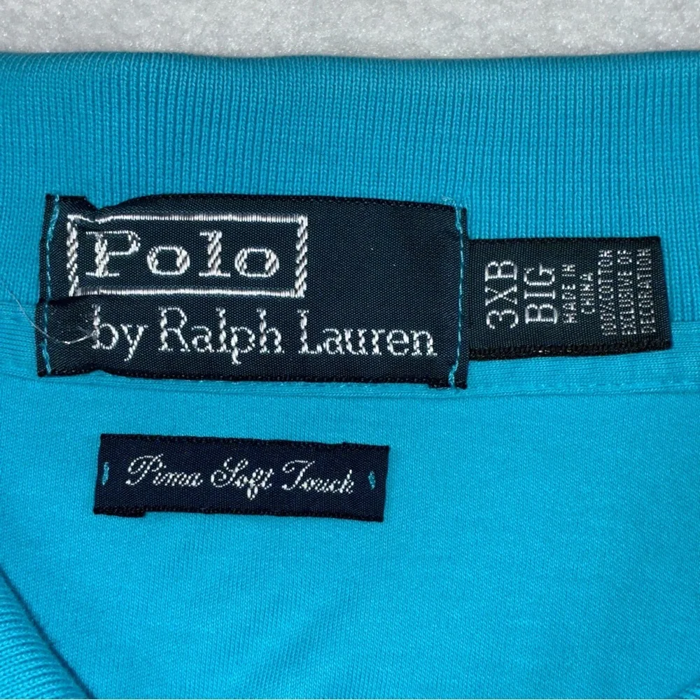 Polo Ralph Lauren Polo Shirt Mens 3XB Turquoise Blue Pima Soft Touch Flesh Pony